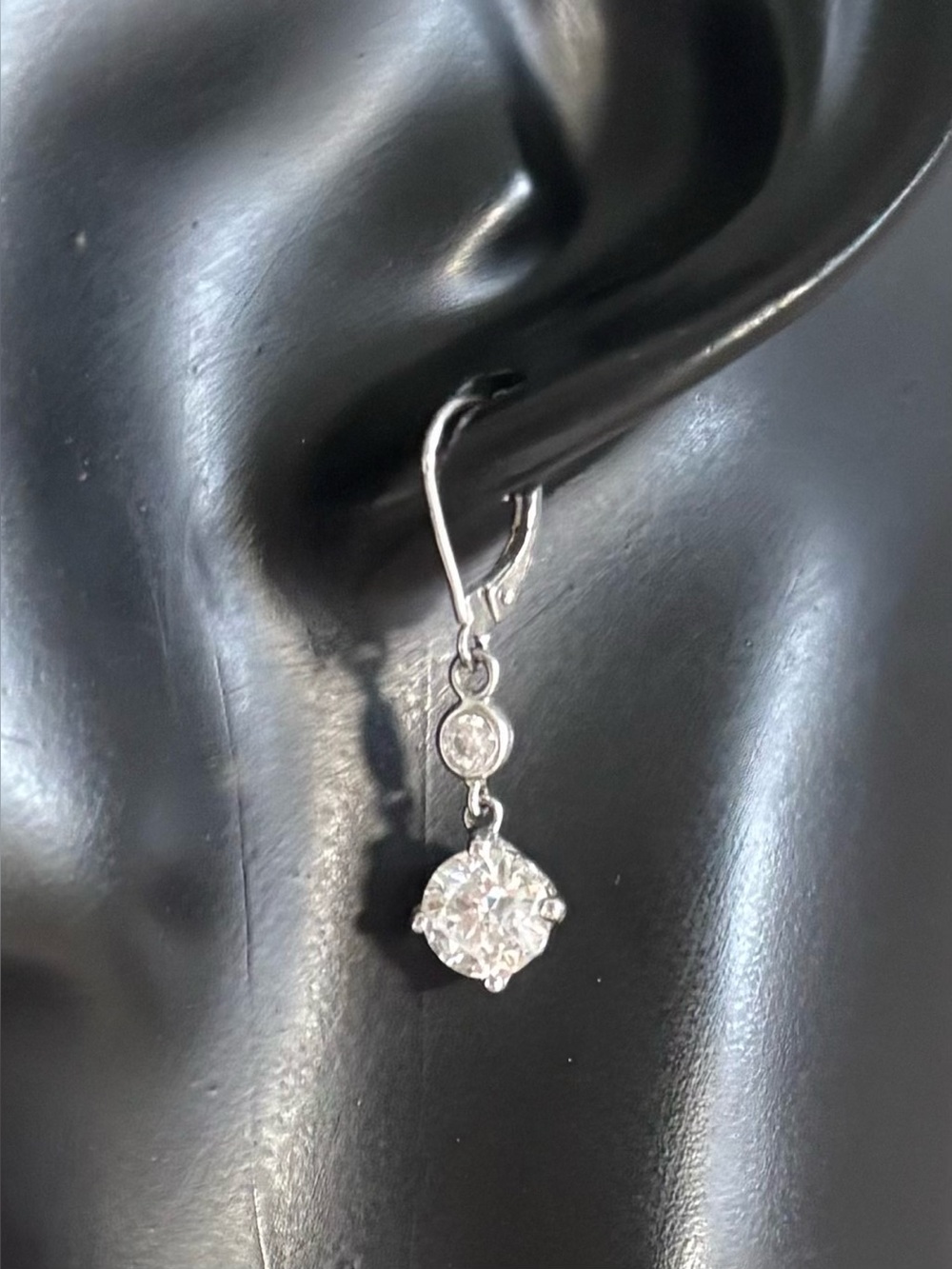 Diamonique 100 Facet Sterling Silver CZ Dangle Earrings